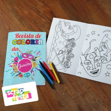 Revista Colorir + Giz de Cera Festa Carnaval