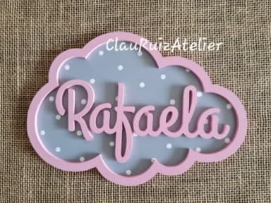 PORTA DE MATERNIDADE NUVEM COM NOME