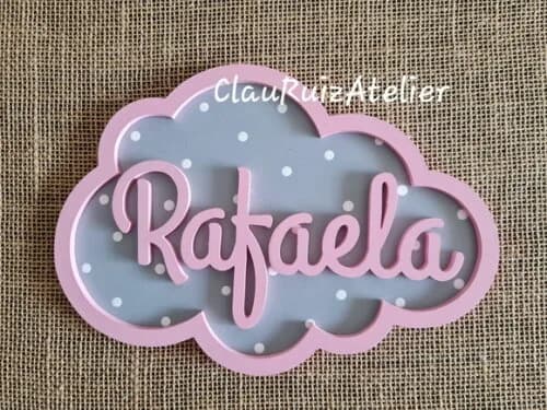 PORTA DE MATERNIDADE NUVEM COM NOME