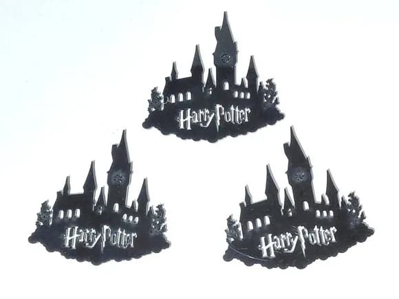 Aplique Castelo Harry Potter Acrilico Preto Pacote C/5 Peças