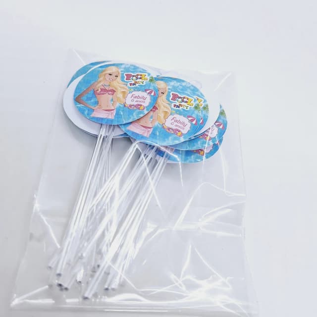Topper de Doces Personalizados POOL PARTY DA BARBIE opção 2