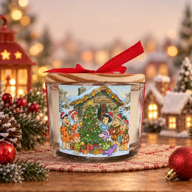 Vela Aromática no Copo Personalizada Natal Os Flintstones, Trabalhamos com outros temas - Informar  tema no chat