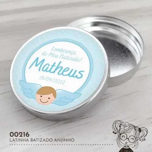Latinha Adesivada Batizado Anjinho - 00216