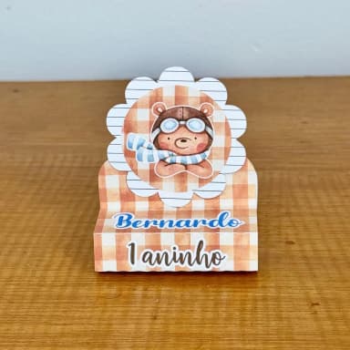 PEGUE E MONTE - Porta Bis Duplo Personalizados URSINHO AVIADOR - Decoração de Festa | Lembrancinhas | Aniversário | Personalizados