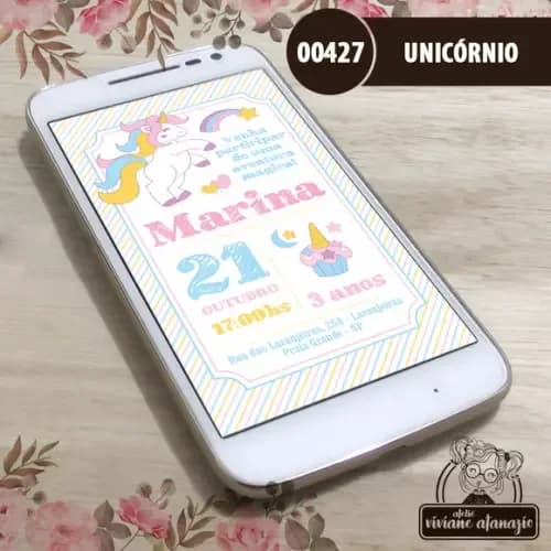 Convite Digital Unicórnio - 00427