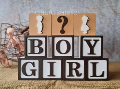 Chá de Revelação cubos 6x6cm Menino e Menina