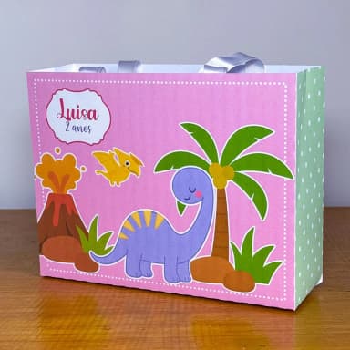 PEGUE E MONTE - Sacolinhas Personalizadas DINOSSAURO MENINA - Decoração de Festa | Lembrancinhas | Aniversário | Personalizados