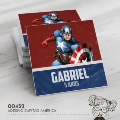 Adesivo Quadrado Capitão América - 00452