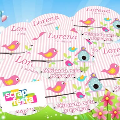 Adesivo 5 cm Redondo Personalizado Festa Jardim Encantado