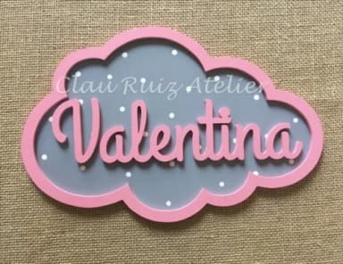 PORTA DE MATERNIDADE NUVEM COM NOME