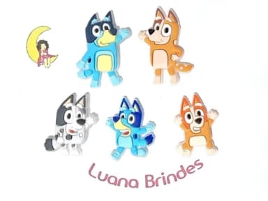 Aplique Bluey Emborrachado Pacote com 5 Unidades