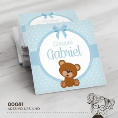 Adesivo Quadrado Ursinho - 00081