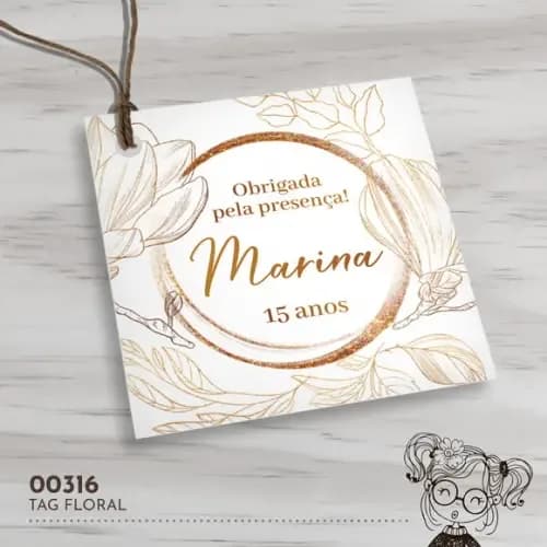 Tag Quadrada Floral - 00316