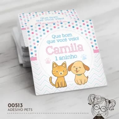 Adesivo Quadrado Pets - 00513