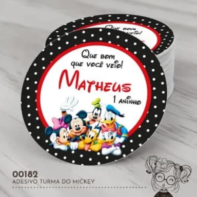 Adesivo Redondo Turma do Mickey - 00182