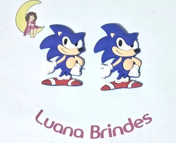 Aplique Sonic 4,2cm Emborrachado Pacotes com 6 Unidades