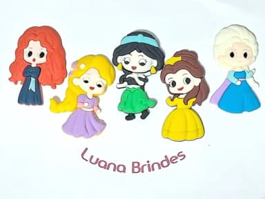 Aplique Princesas 5,5cm Emborrachado Pacote com 5 Unidades