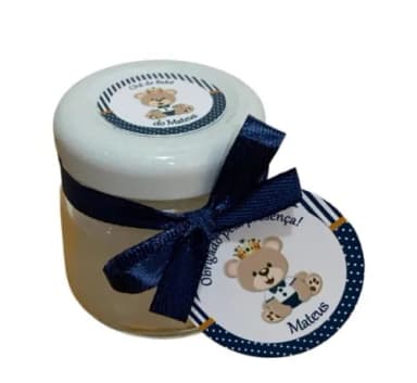 Lembrança Chá de Bebê Vela Vegetal Aromática Vidro Ursinho