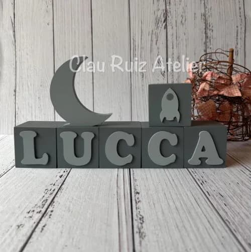 Astronauta - Cubos 6x6cm + Lua de Mesa