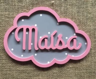 PORTA DE MATERNIDADE NUVEM COM NOME