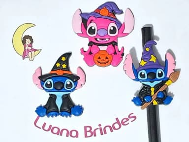 Ponteira P/lápis Stitch Halloween Pacote com 6 Unidades