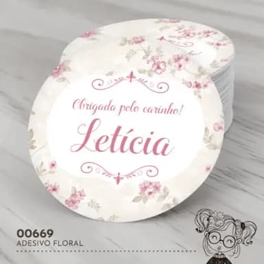 Adesivo Redondo Floral - 00669