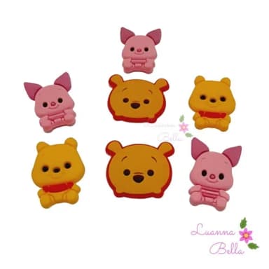 Apliques Emborrachados Ursinho Pooh - pcts c/7 unds