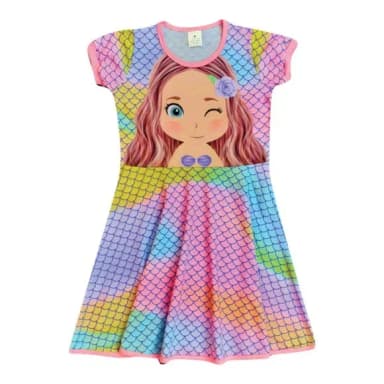 Vestido Infantil Sereia Colorido Arco-Íris – Fantasia Oceano para Meninas | Ricardo Fantasias