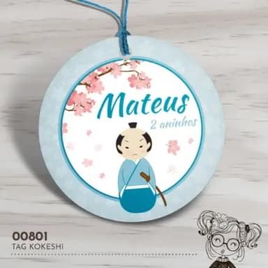 Tag Redonda Kokeshi - 00801