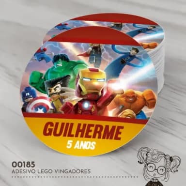 Adesivo Redondo Lego Vingadores - 00185