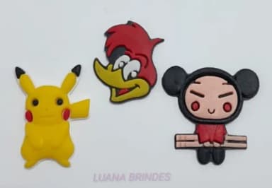 Apliques Personagens Variados de Borracha -pct C/6 Unid