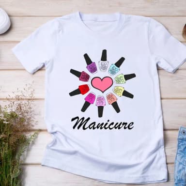 Camiseta Manicure Coração Esmaltes Nail Designer