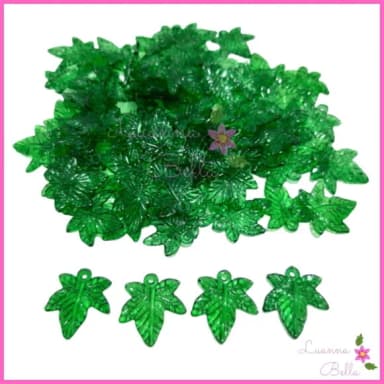 Pingente de Acrílico Folha Verde- Pct c/40 unidades