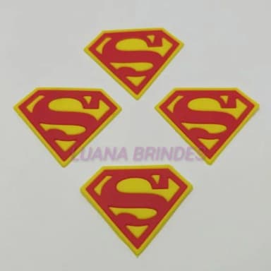 4 Apliques Emborrachado do Superman - 4,1cm x 5,2cm