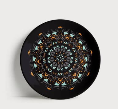 Prato Decorativo Mandala Moderna Dark 21cm Porcelana