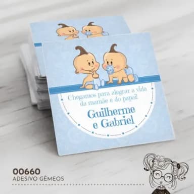Adesivo Quadrado Nascimento Gêmeos - 00660