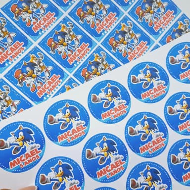 Adesivos Personalizados SONIIC - Tamanho 5x5 - Papel adesivo (Folha com Recorte)