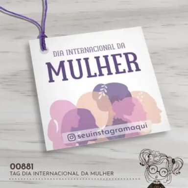Tag Quadrada Dia Internacional da Mulher - 00881