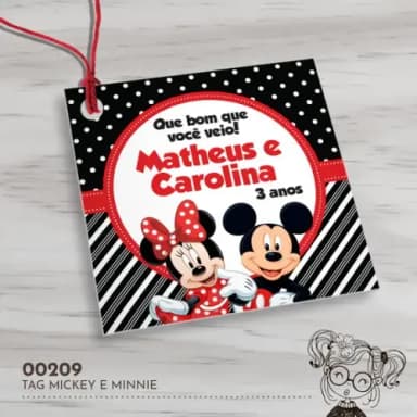 Tag Quadrada Mickey e Minnie - 00209