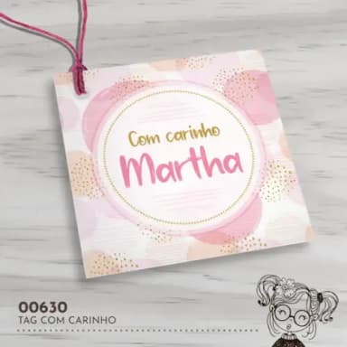 Tag Quadrada com Carinho - 00630