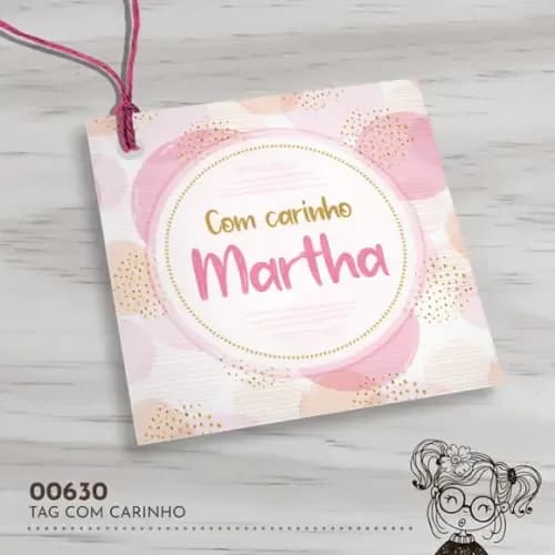 Tag Quadrada com Carinho - 00630