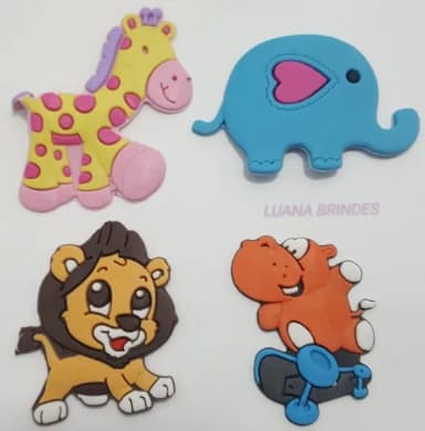 Apliques Animais Diversos de borracha - pct com 8 unidades