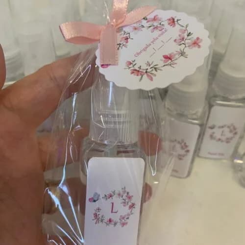 Álcool 70% Spray floral Lembrancinha Maternidade