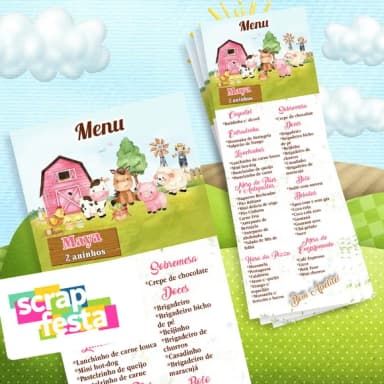 Menu Cardápio Personalizado Festa Fazendinha Aquarela