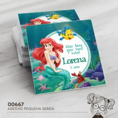Adesivo Quadrado Pequena Sereia - 00667