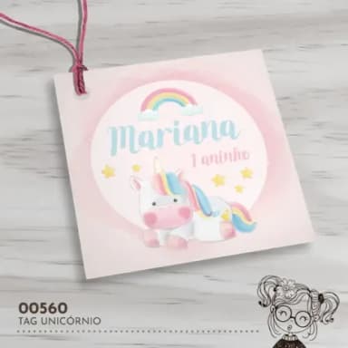 Tag Quadrada Unicórnio - 00560