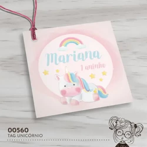Tag Quadrada Unicórnio - 00560