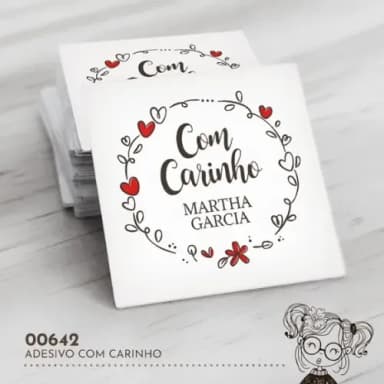 Adesivo Quadrado com Carinho - 00642