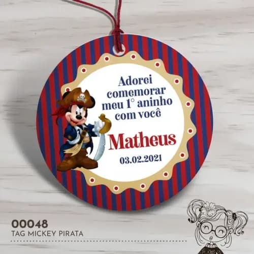 Tag Redonda Mickey Pirata - 00048