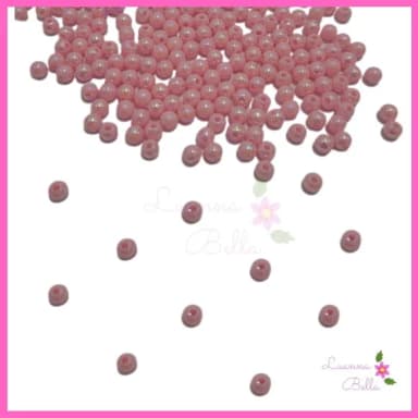 Missanga acrílica irisada na cor rosa -Pct c/ 60 gramas